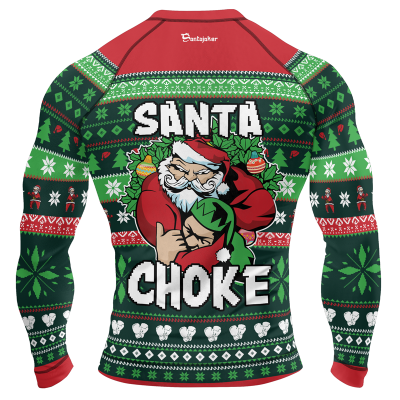 Santa Choke Christmas Men's Long Sleeve Rash Guard