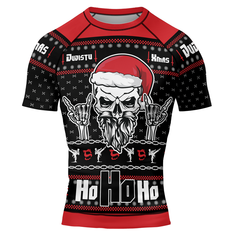 Rock Vibes Christmas Men's Short Sleeve Rash Guard