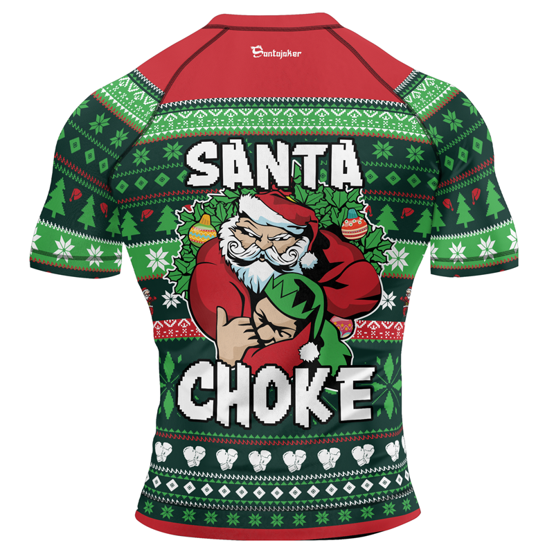 Santa Choke Christmas Men's Short Sleeve Rash Guard