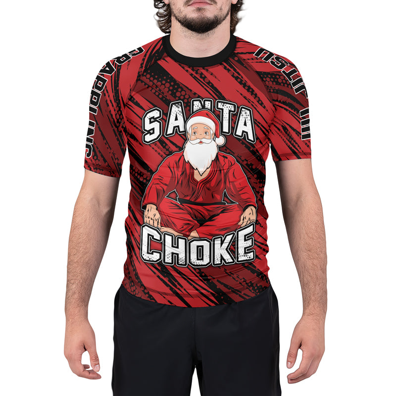 Santa Choke Men's Short Sleeve Rash Guard