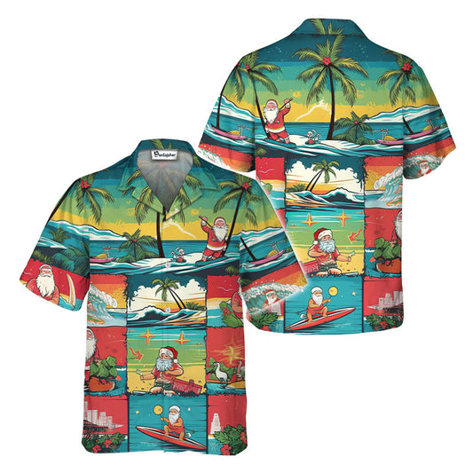 Santa Palm Tree Hawaiian Shirt
