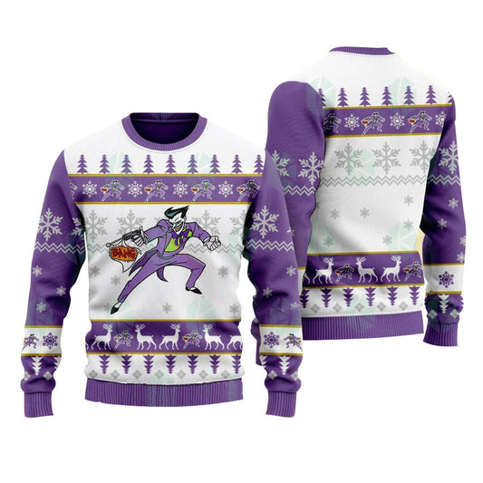 Joker Batman White Purple Ugly Sweater