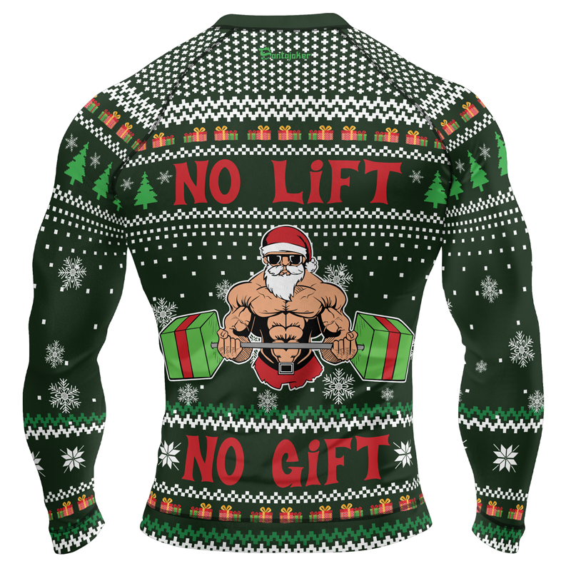 No Lift No Gift Christmas Men's Long Sleeve Rash Guard