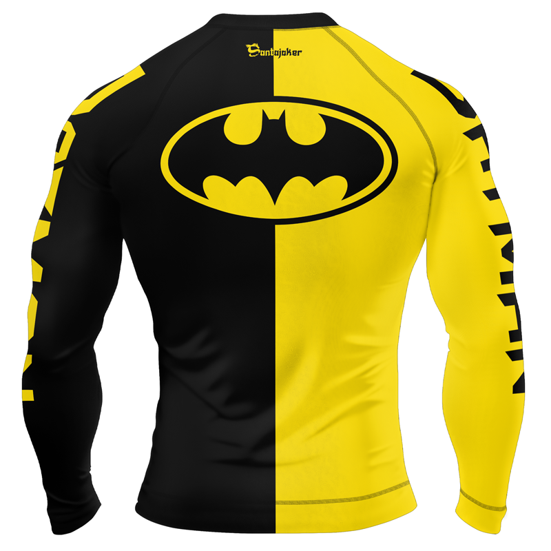 Yellow & Black Bat-Signal Men's Long Sleeve Rash Guard