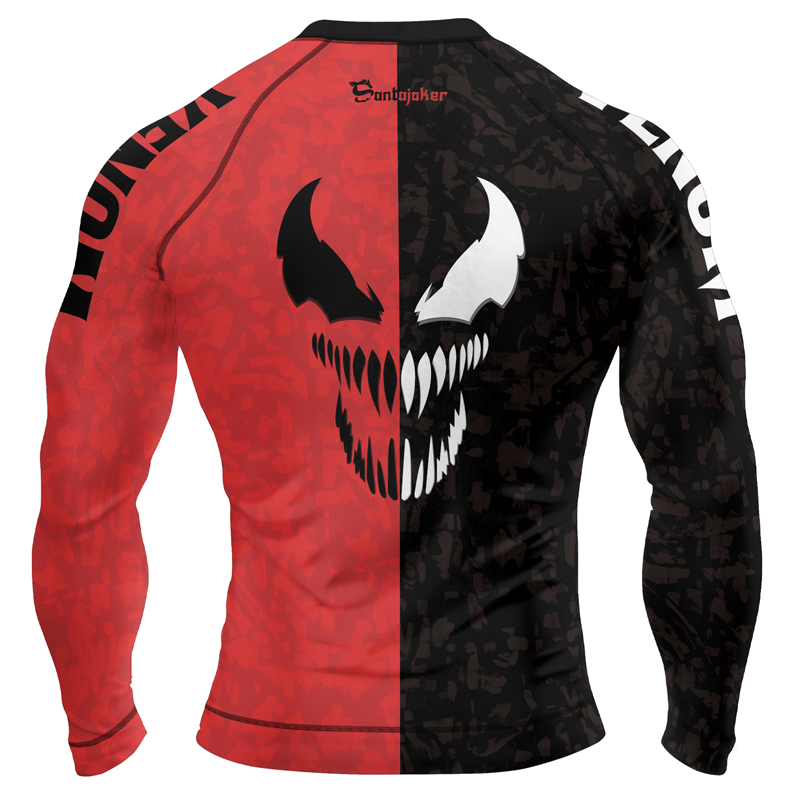 Black And Red Venom Men's Long Sleeve Rash Guard | Venom Rash Guard