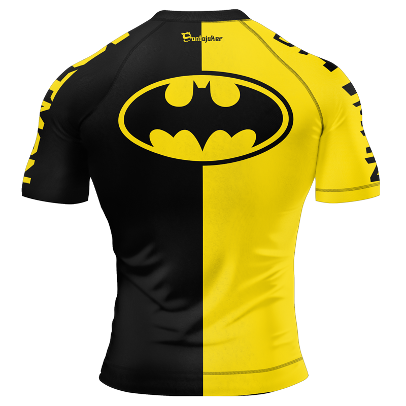 Yellow & Black Bat-Signal Men's Short Sleeve Rash Guard