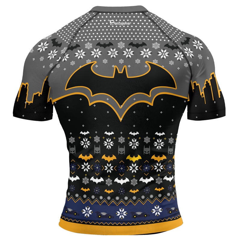 Shadow Bat Christmas Men's Short Sleeve Rash Guard