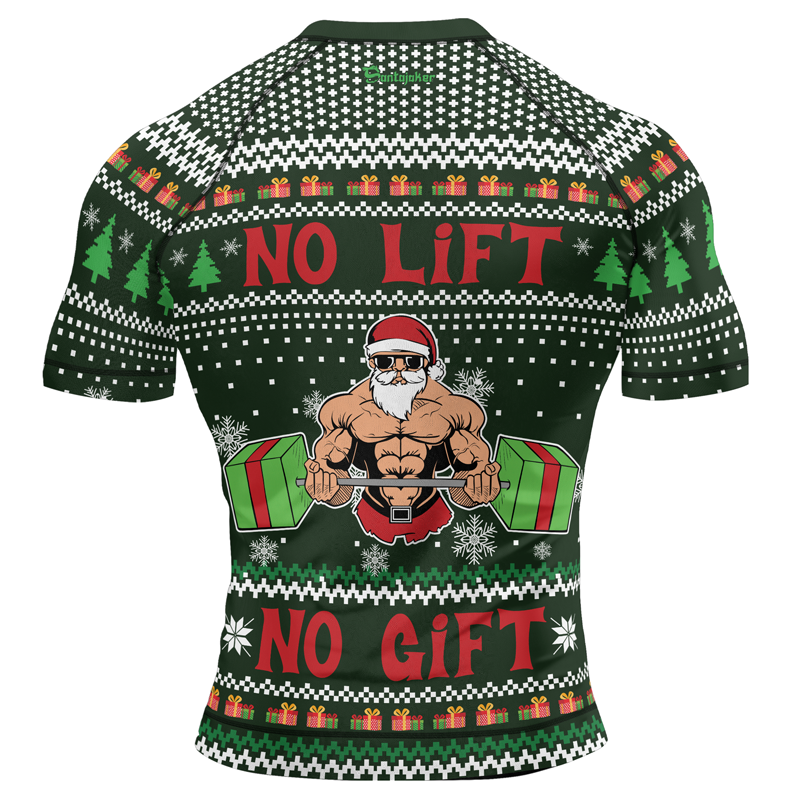 No Lift No Gift Christmas Men's Short Sleeve Rash Guard