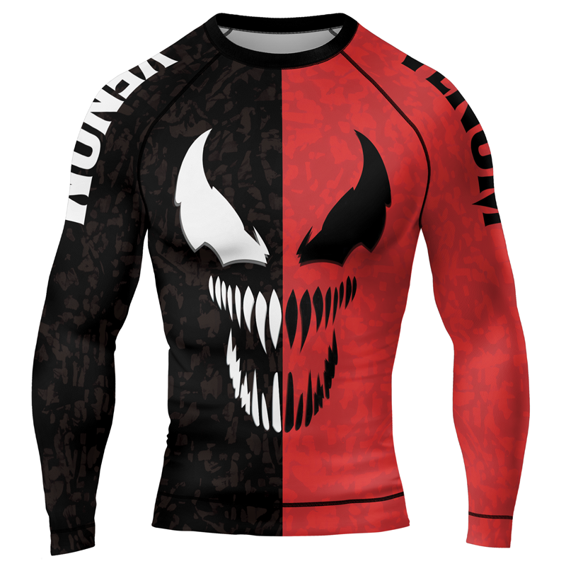 Black And Red Venom Men's Long Sleeve Rash Guard | Venom Rash Guard