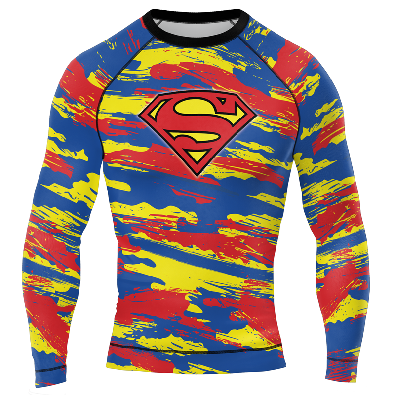 Superman Paint Streak Men's Long Sleeve Rash Guard