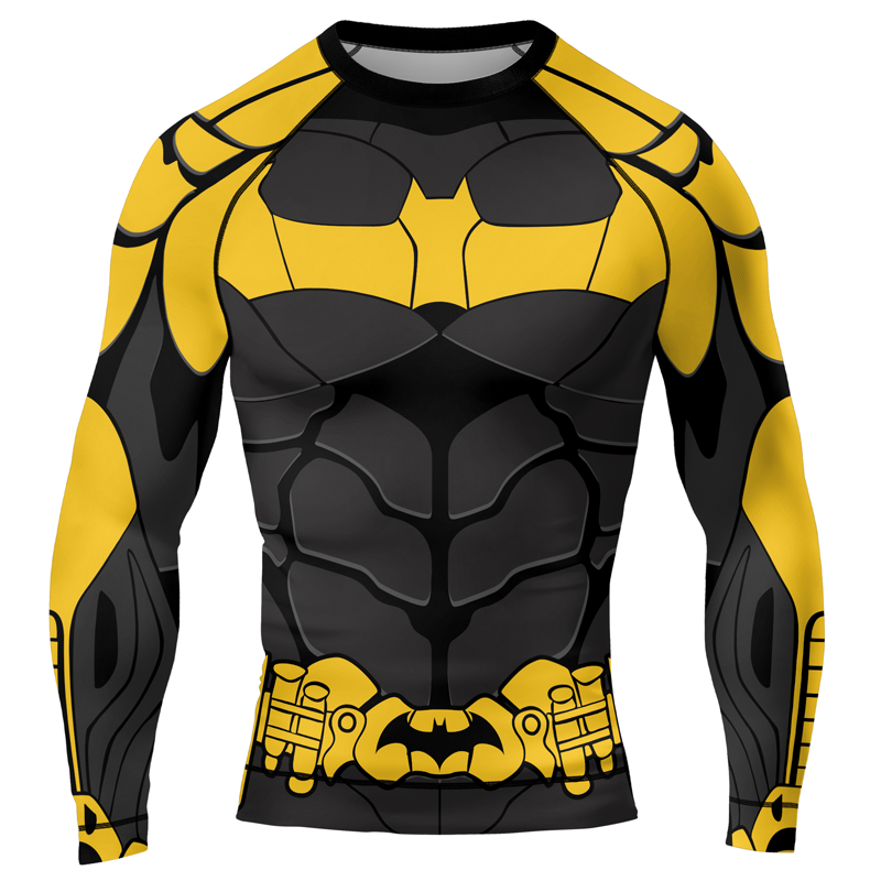 Batman's Yellow Bat Armor Men's Long Sleeve Rash Guard | Rash Guard