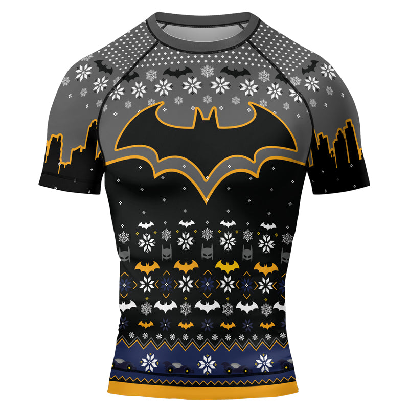 Shadow Bat Christmas Men's Short Sleeve Rash Guard