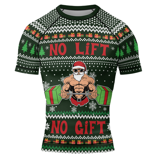 No Lift No Gift Christmas Men's Short Sleeve Rash Guard