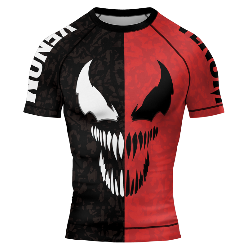 Black And Red Venom Men's Short Sleeve Rash Guard | Venom Rash Guard