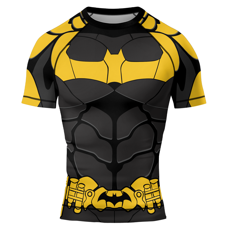 Batman's Yellow Bat Armor Men's Short Sleeve Rash Guard | Rash Guard