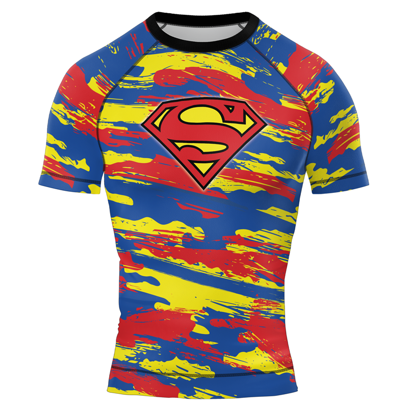 Superman Paint Streak Men's Short Sleeve Rash Guard