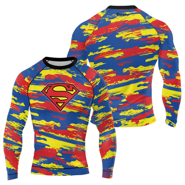 Superman Paint Streak Men's Long Sleeve Rash Guard