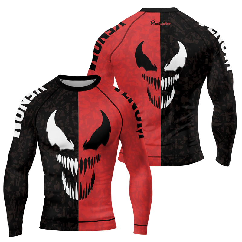 Black And Red Venom Men's Long Sleeve Rash Guard | Venom Rash Guard