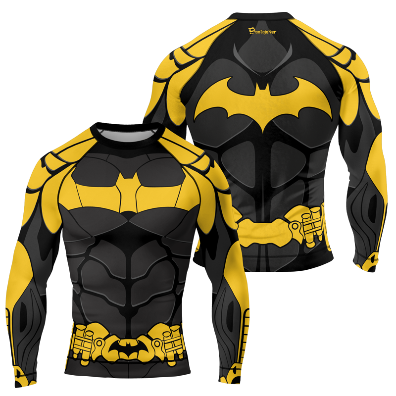 Batman's Yellow Bat Armor Men's Long Sleeve Rash Guard | Rash Guard