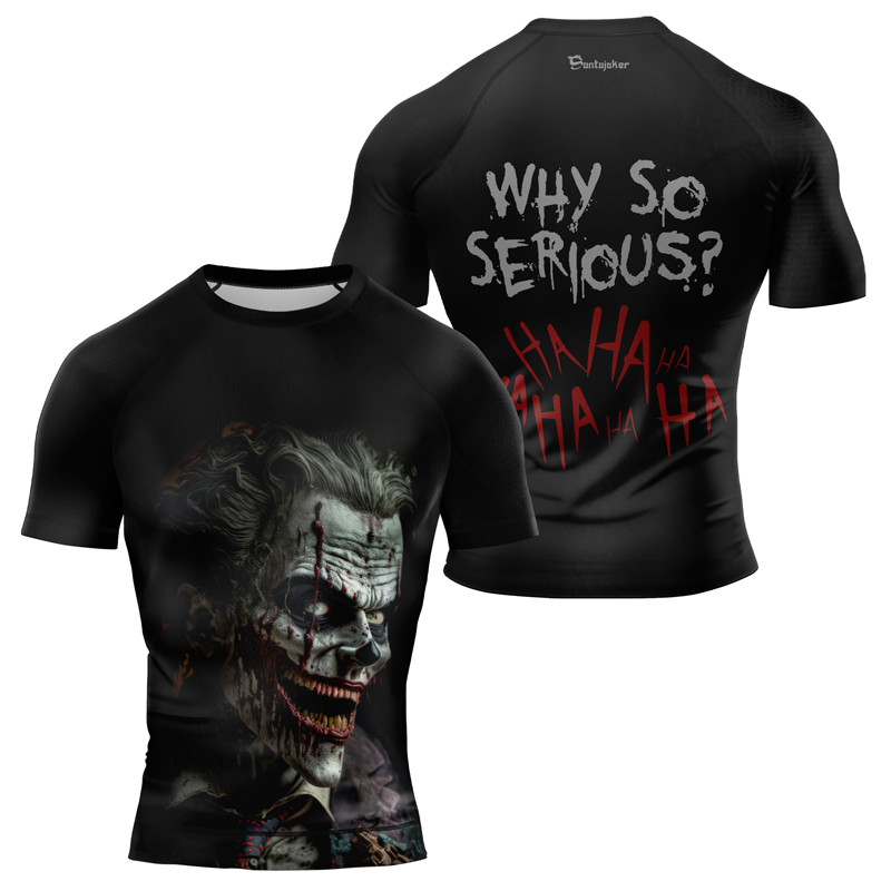 Why So Serious Joker Black Men's Short Sleeve Rash Guard