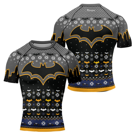 Shadow Bat Christmas Men's Short Sleeve Rash Guard