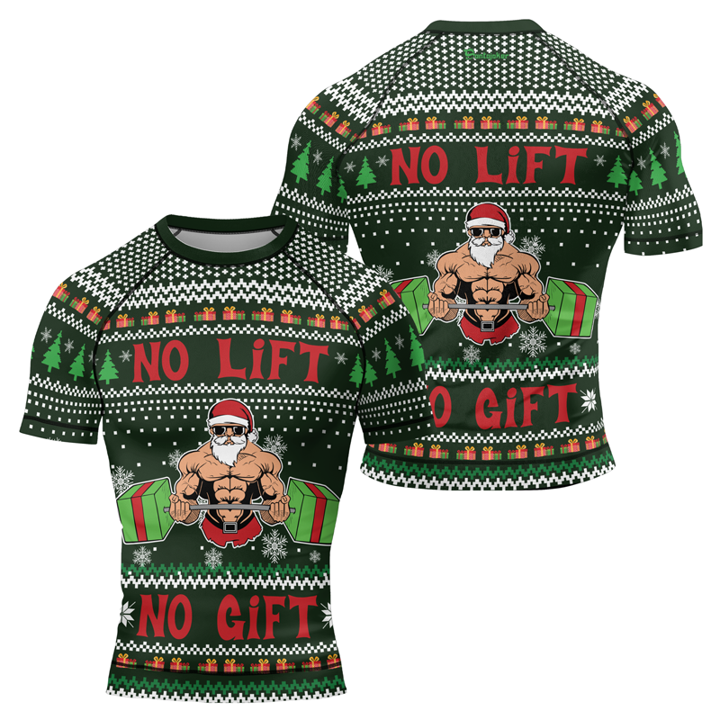 No Lift No Gift Christmas Men's Short Sleeve Rash Guard