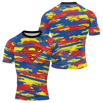 Superman Paint Streak Men's Short Sleeve Rash Guard