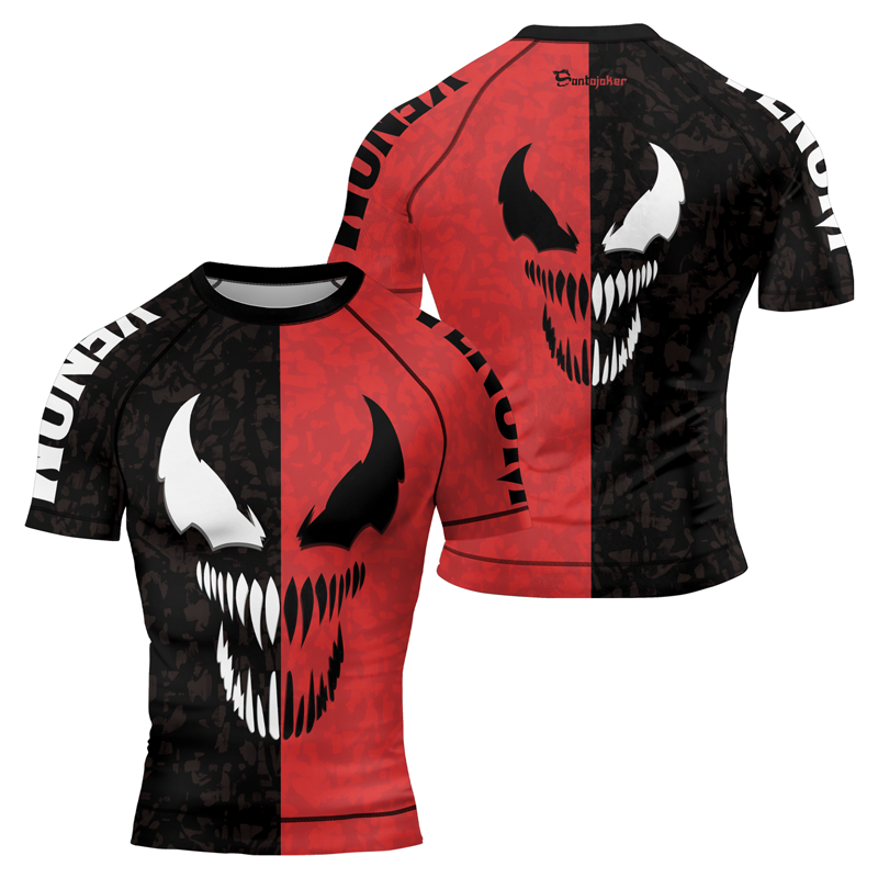 Black And Red Venom Men's Short Sleeve Rash Guard | Venom Rash Guard