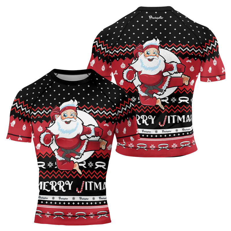 Merry Jitmas Men's Short Sleeve Rash Guard