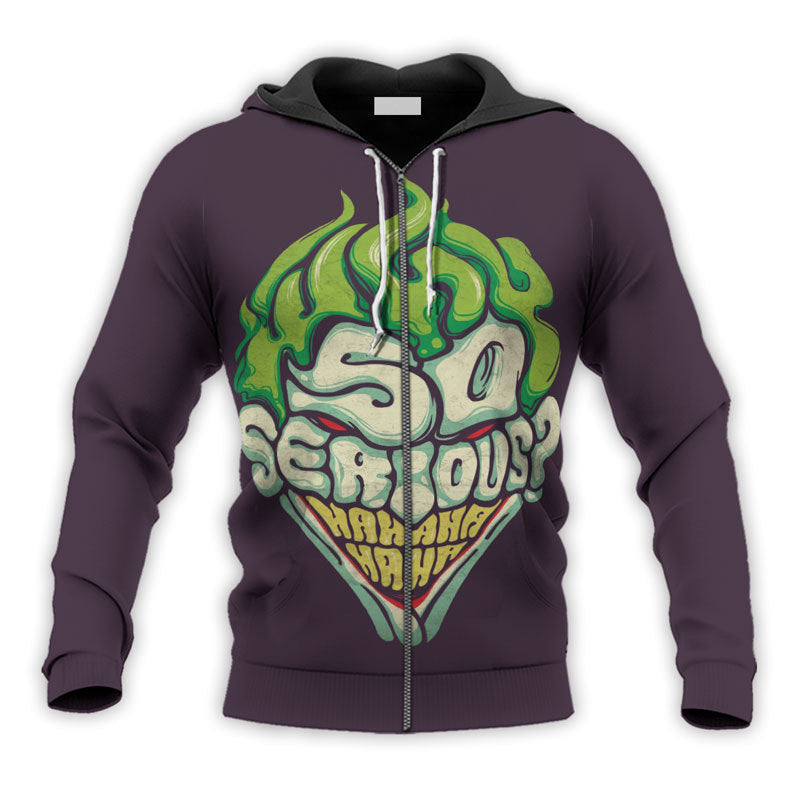 Joker Why So Serious HaHaHa Purple Zip Hoodie