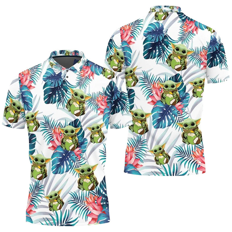 Yoda Coconuts Flower Tropical Polo Shirt