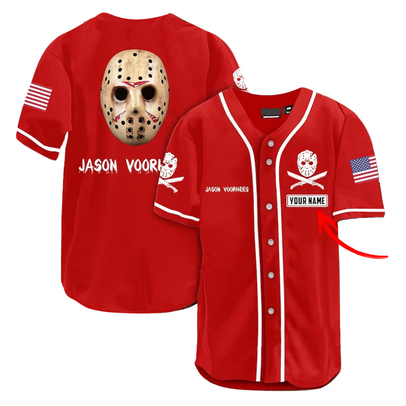 Personalized Jason Voorhees USA Flag Baseball Jersey