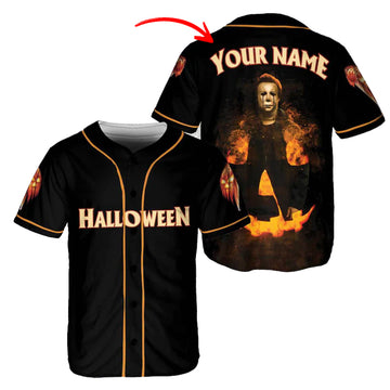 Personalized Michael Myers Pumpkin Baseball Jersey