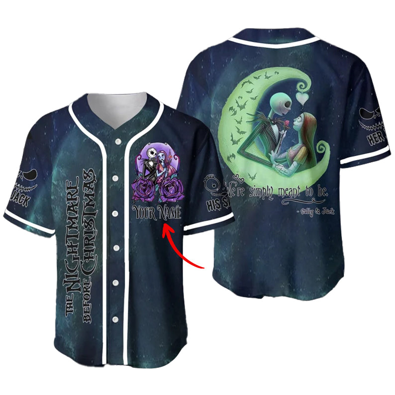 Personalized Jack & Sally We're Simply Meant To Be Baseball Jersey
