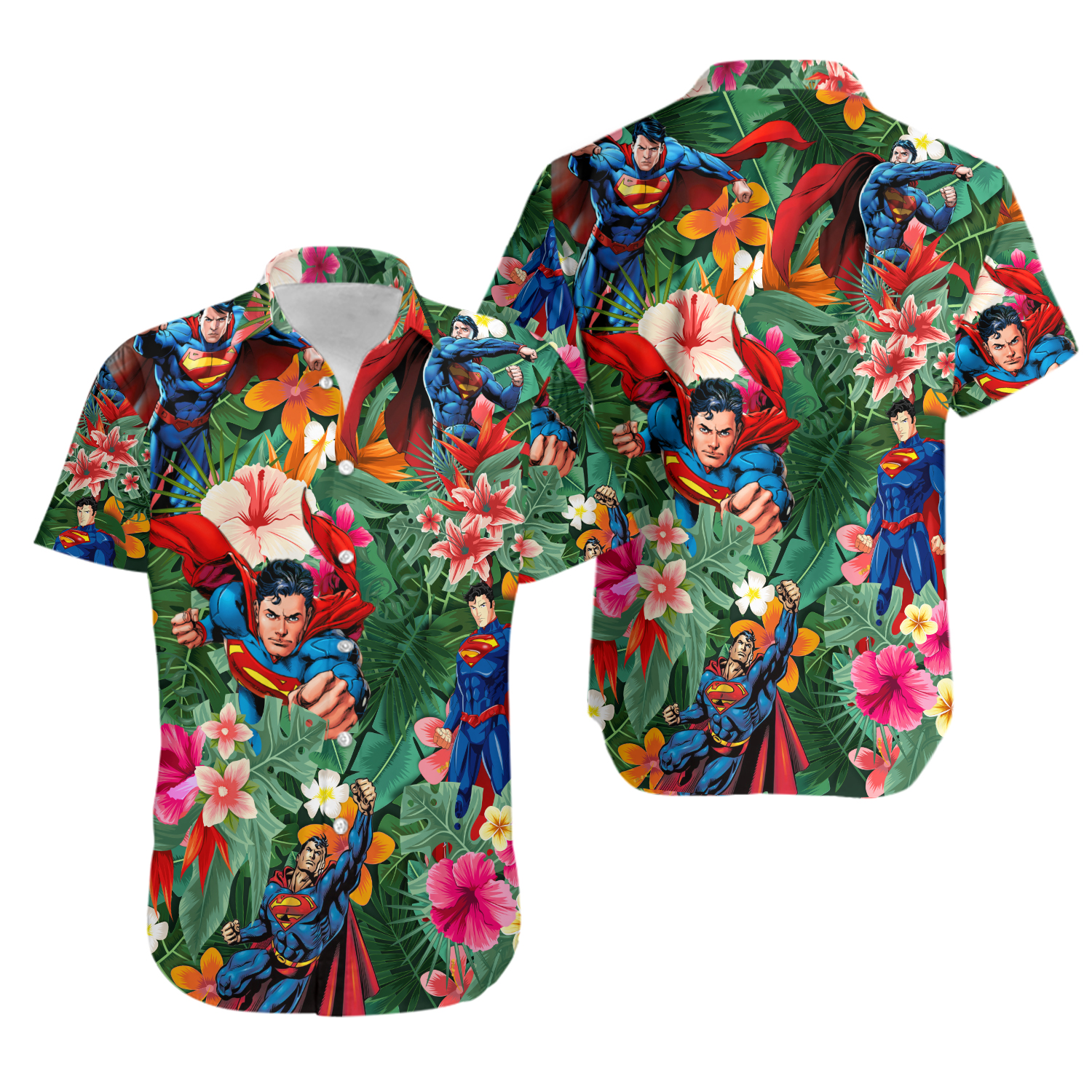 Superman Tropical Flower Button Shirt