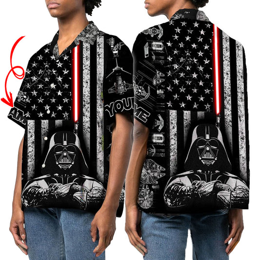 Personalized Darth Vader American Flag Hawaiian Shirt