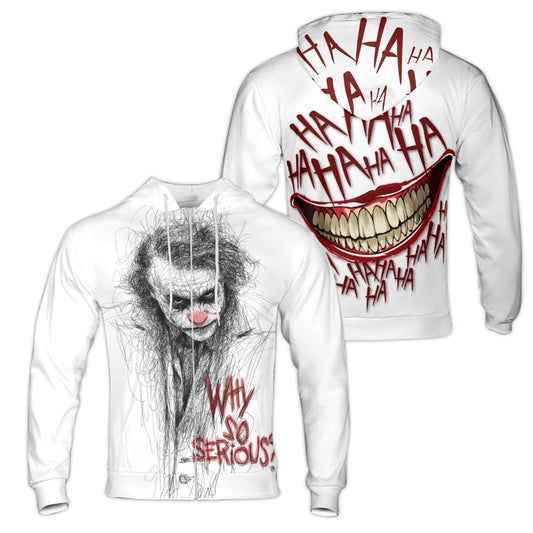 Joker Why So Serious HaHaHa White Zip Hoodie