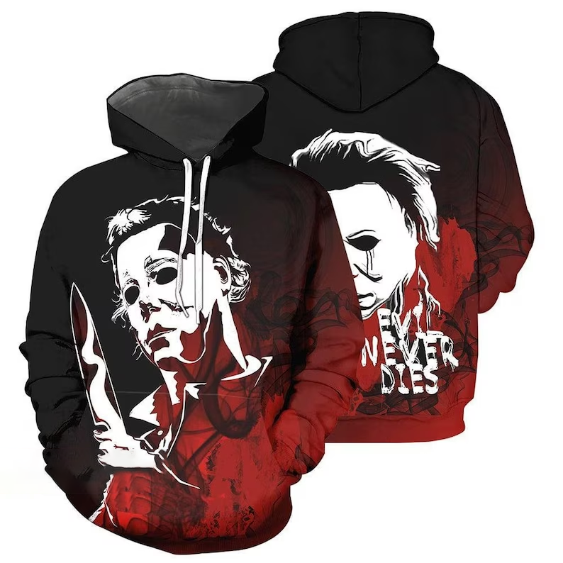 Michael Myers Red Black Zip Hoodie