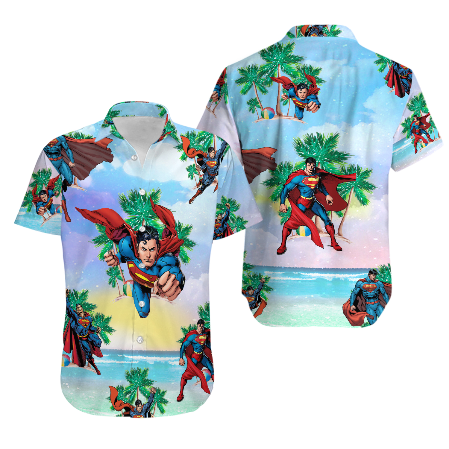 Superman Palm Tree Button Shirt