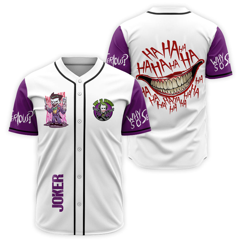 Joker Why So Serious White Purple Baseball Jersey