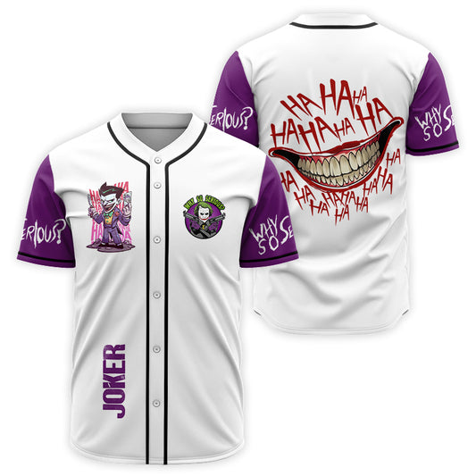 Joker Why So Serious White Purple Baseball Jersey