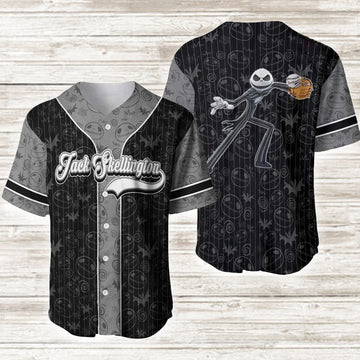 Jack Skellington Black Gray Baseball Jersey