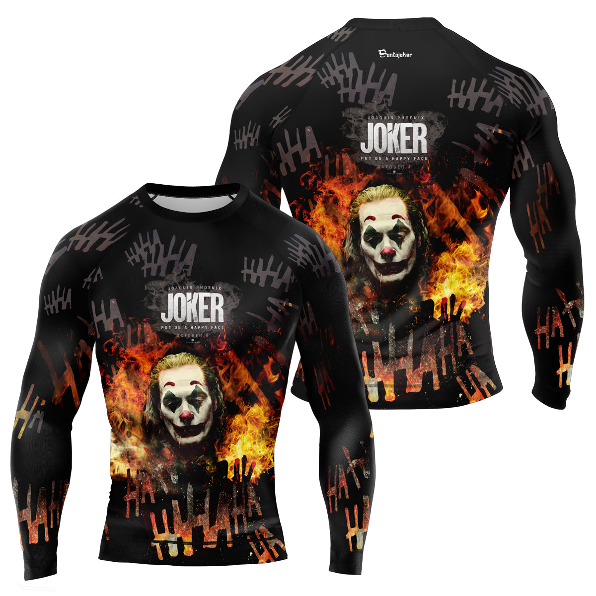 The Joker Put On A Happy Face Black Men's Long Sleeve Rash Guard