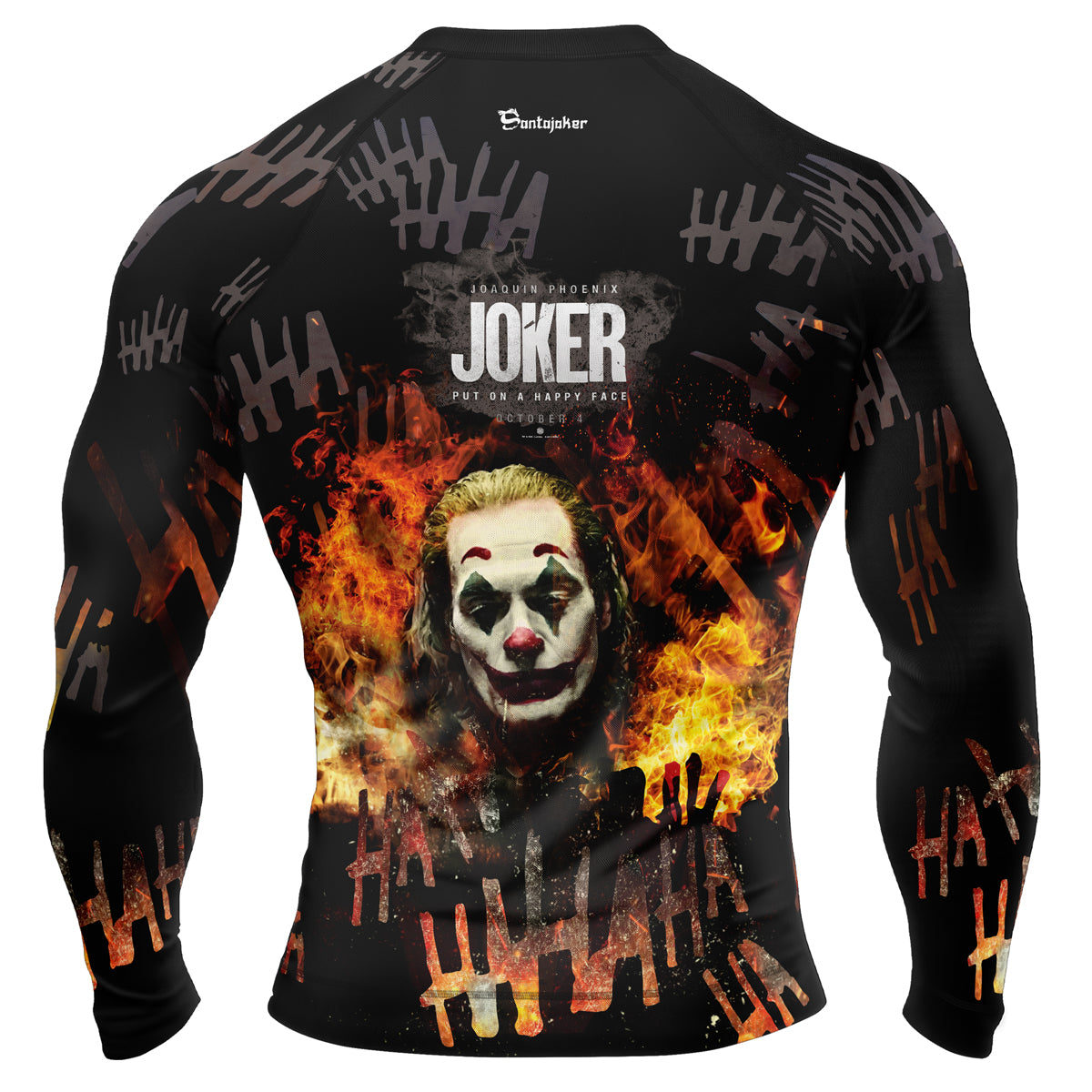 The Joker Put On A Happy Face Black Men's Long Sleeve Rash Guard