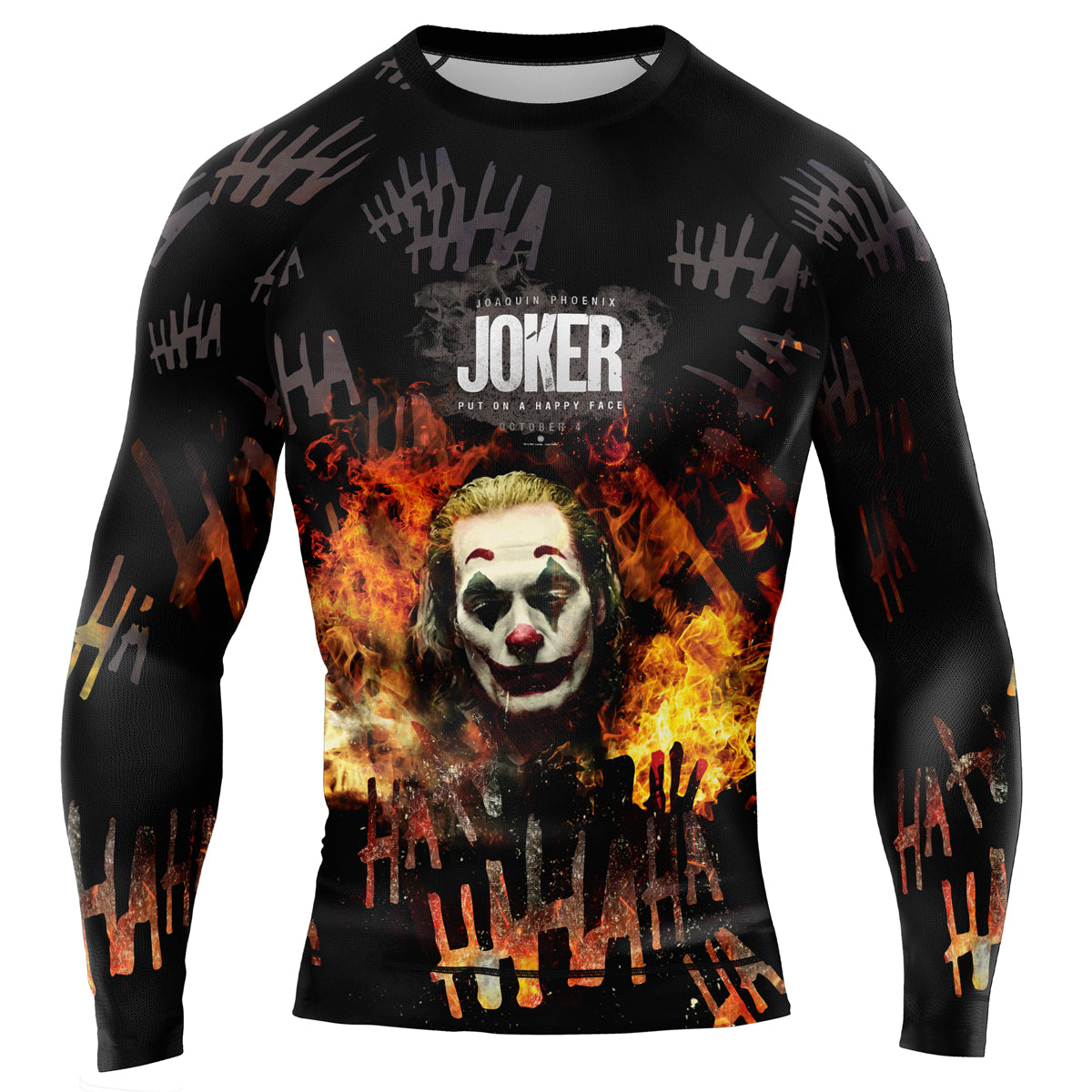 The Joker Put On A Happy Face Black Men's Long Sleeve Rash Guard