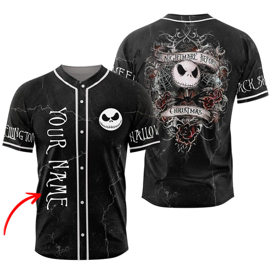 Personalized Jack Skellington Nightmare Halloween Baseball Jersey