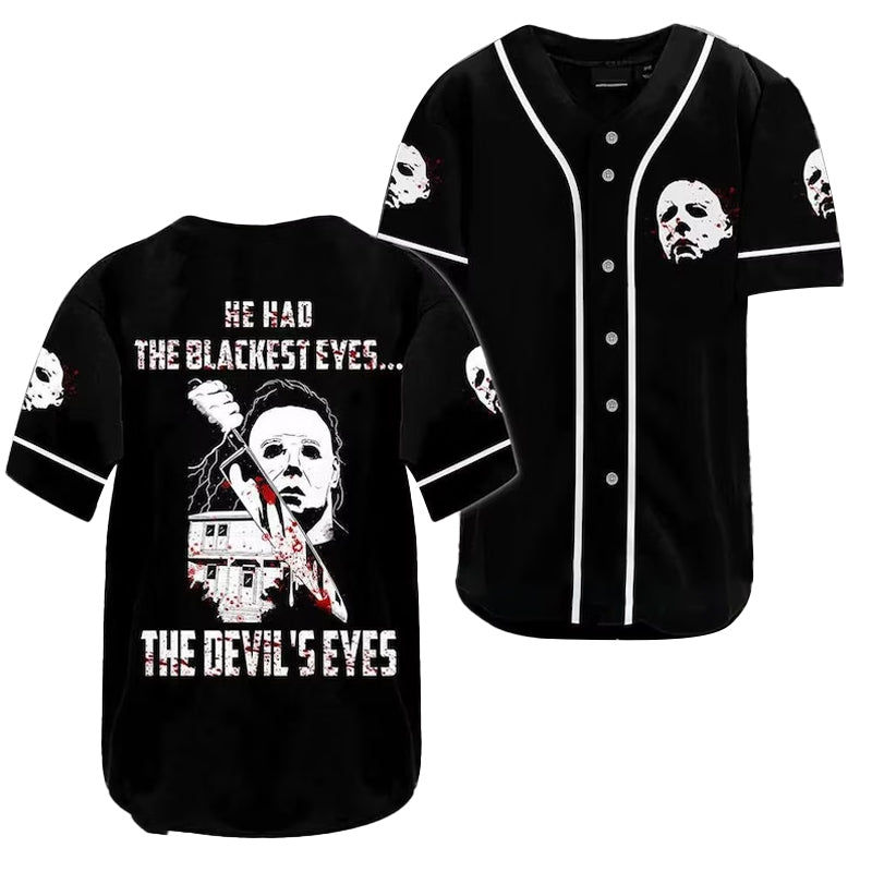 Michael Myers The Devil's Eyes Black Baseball Jersey