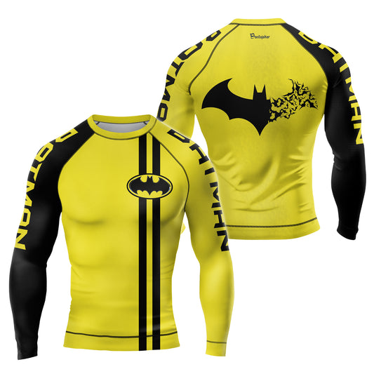 Yellow Dark Knight Wing Men's Long Sleeve Rash Guard