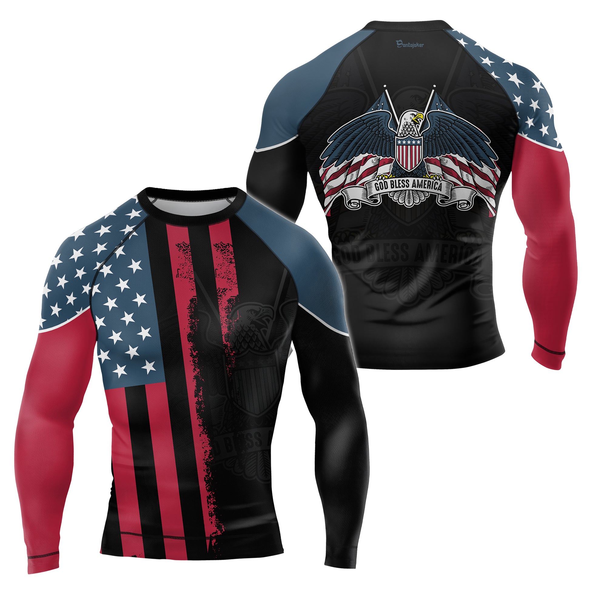 God Bless America Men's Long Sleeve Rash Guard | Patriotic Rash Guard