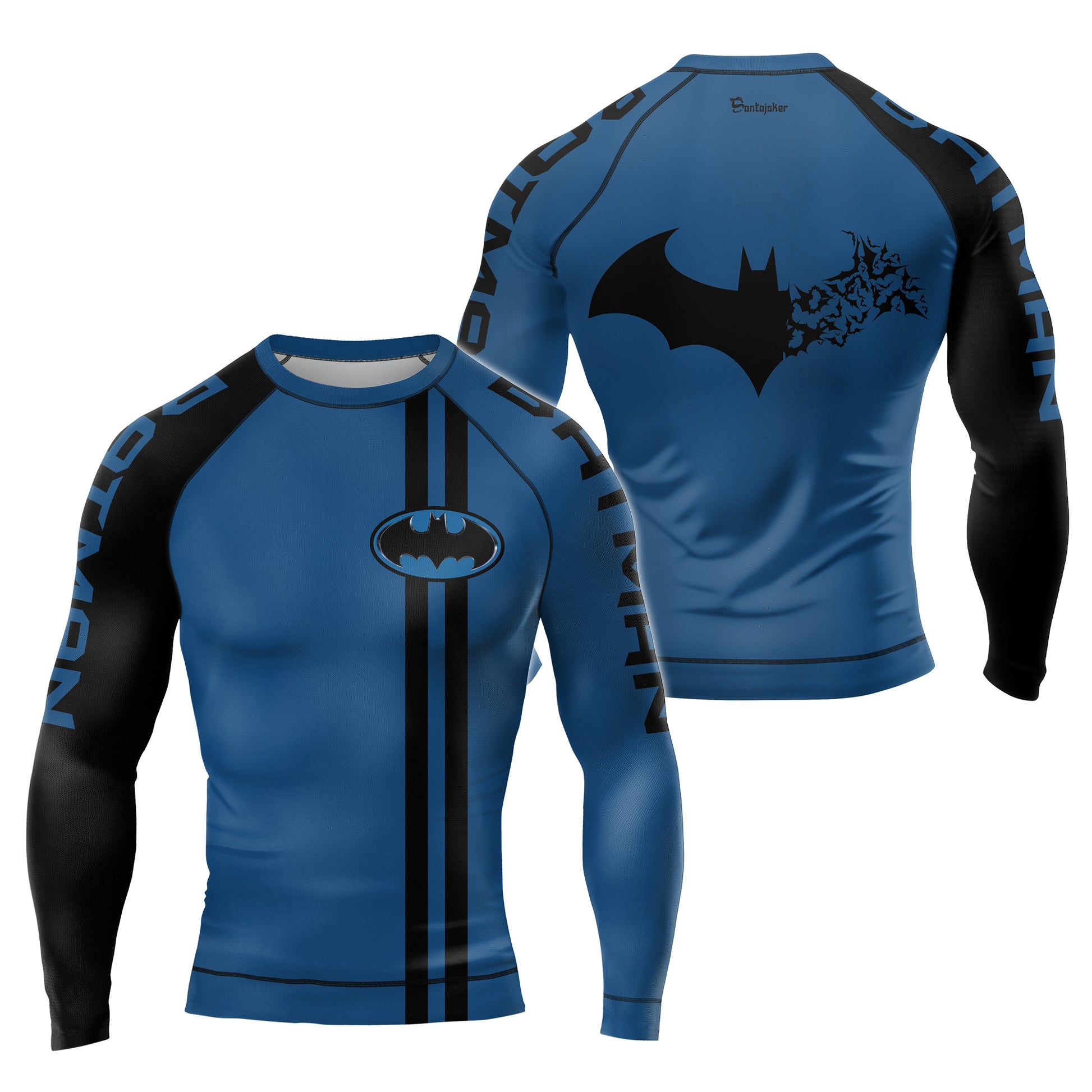 Blue Dark Knight Wing Men's Long Sleeve Rash Guard